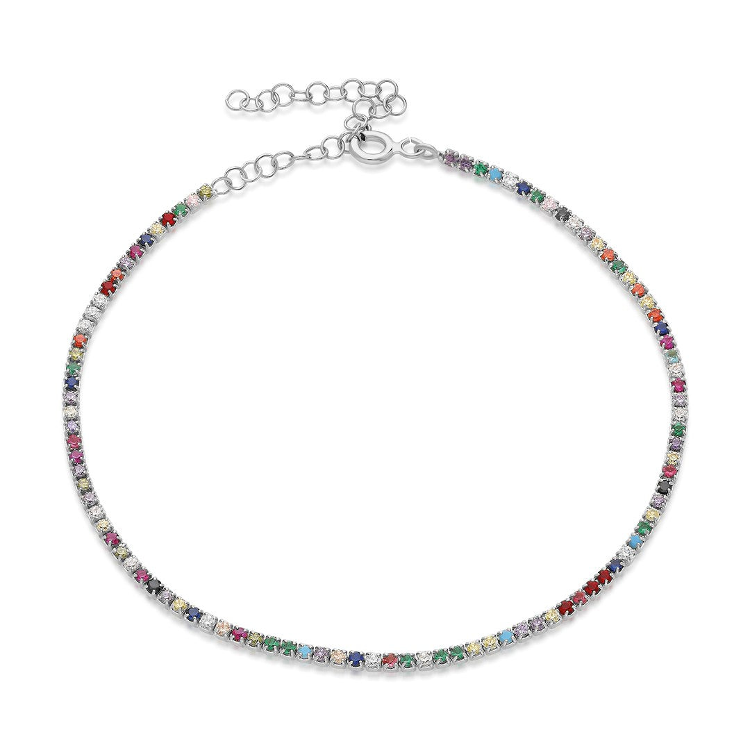 Renkli Taşlı Su Yolları Bileklik - 925 GÜMÜŞ