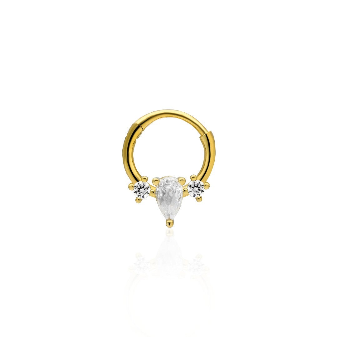 Yuvarlak taşlarla damla piercing - 925 GÜMÜŞ