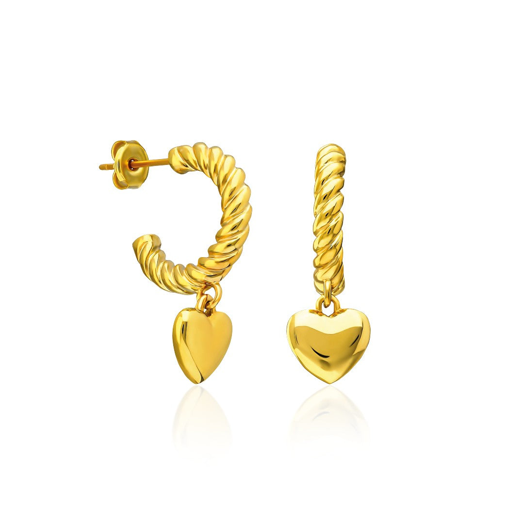 Bükülmüş Kalp Küpe - 925 GÜMÜŞ