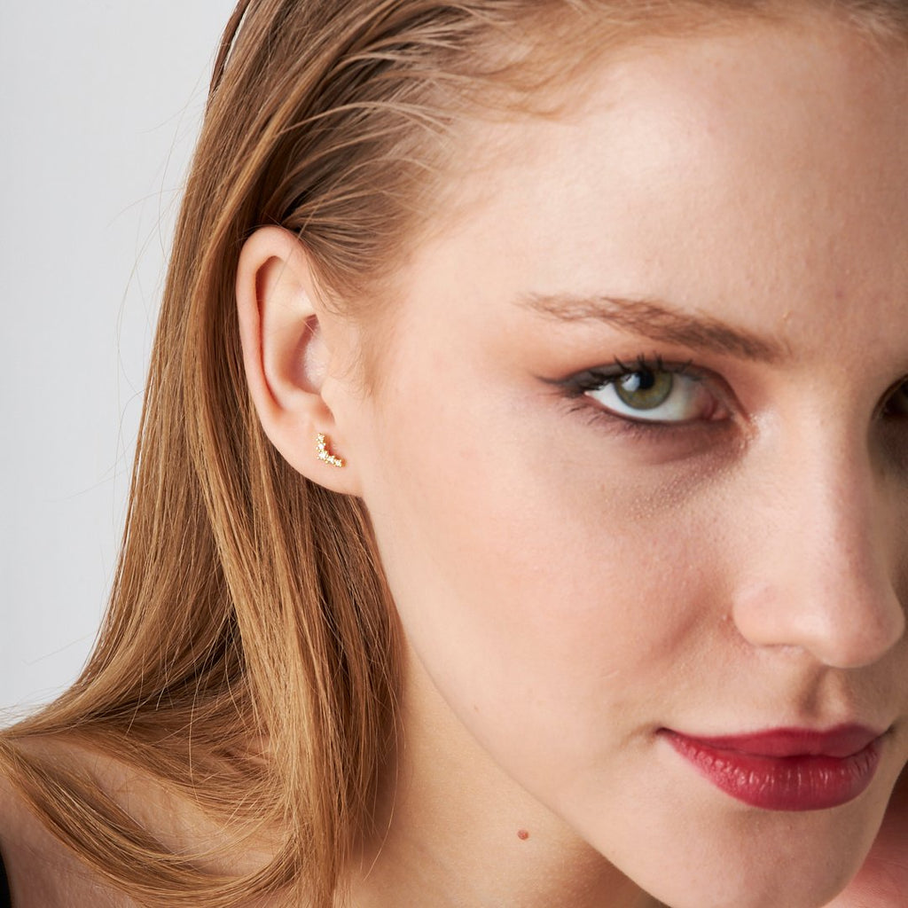 Minimal Taşlı Piercing - 925 GÜMÜŞ