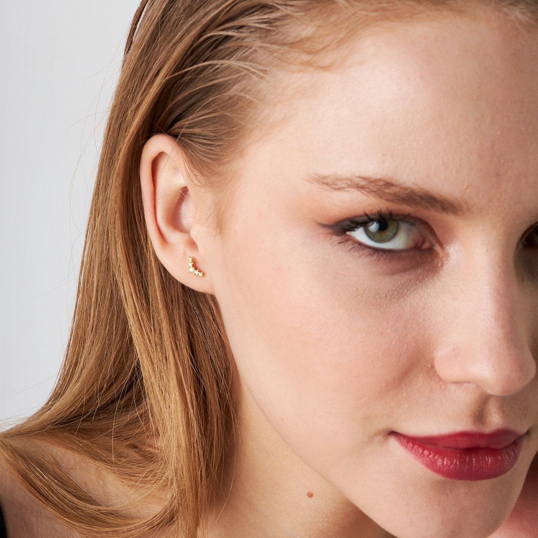 Minimal Taşlı Piercing - 925 GÜMÜŞ