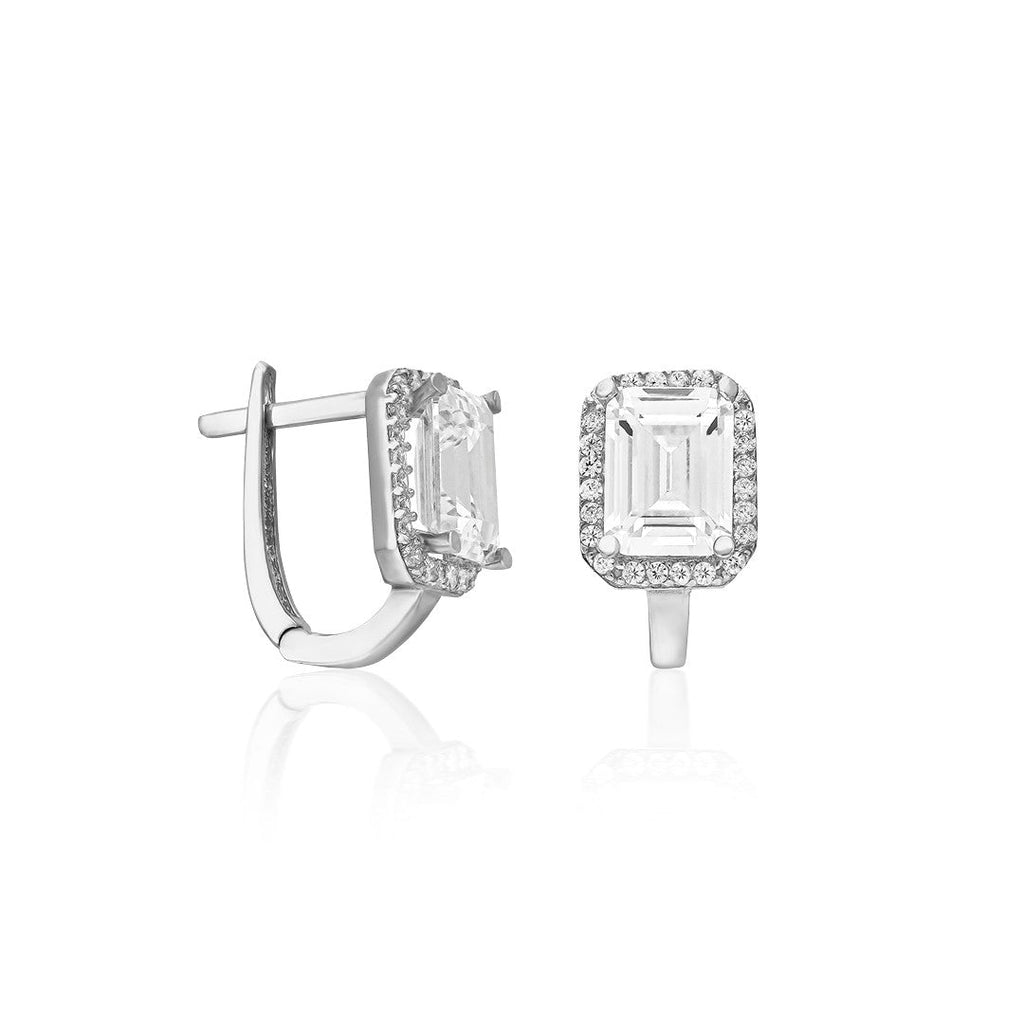 Taşlı Klasik Baget Küpeler - 925 GÜMÜŞ