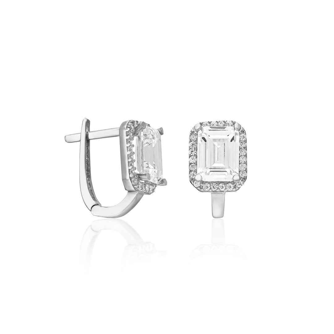 Taşlı Klasik Baget Küpeler - 925 GÜMÜŞ