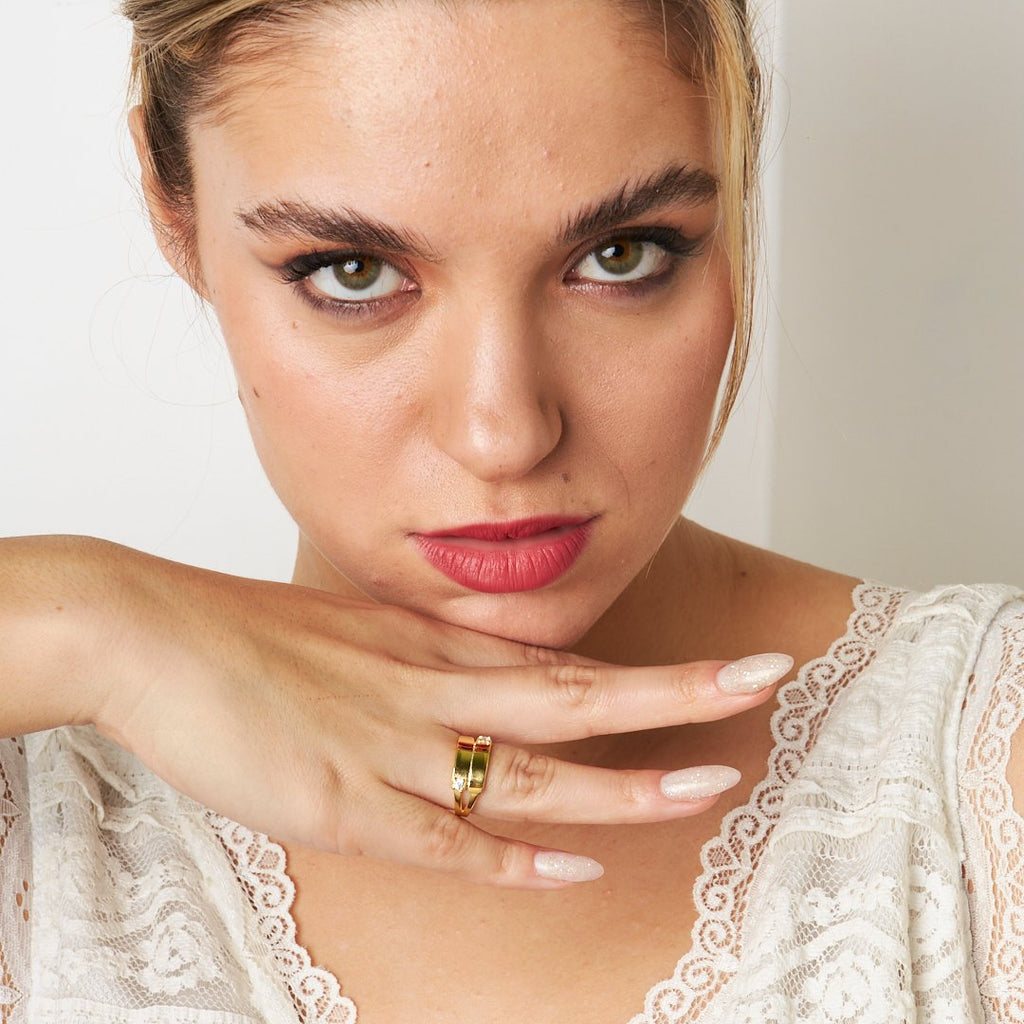 İkili Zirkon Yüzük - 925 GÜMÜŞ