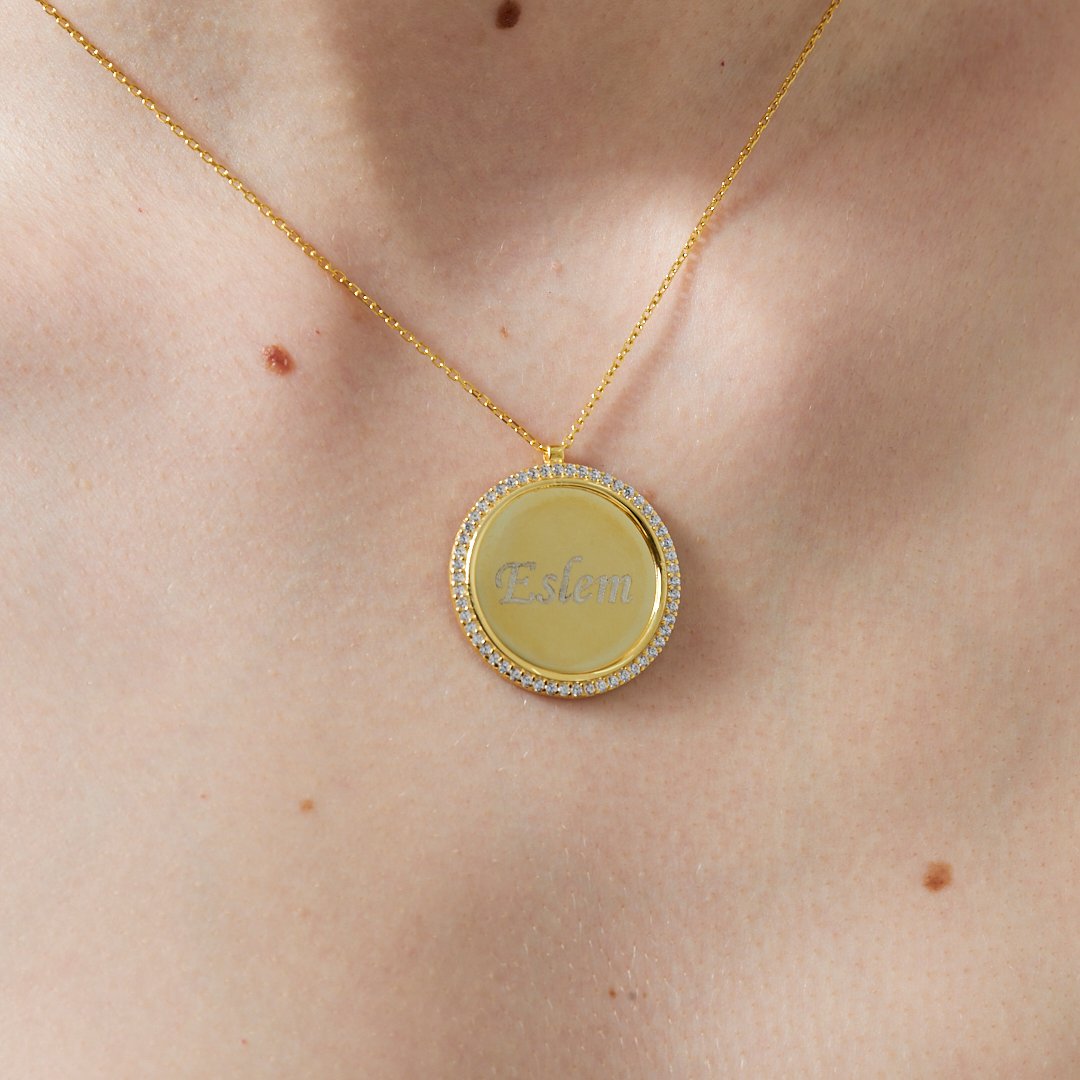 İsimli Taşlı Plaka Set - 925 GÜMÜŞ