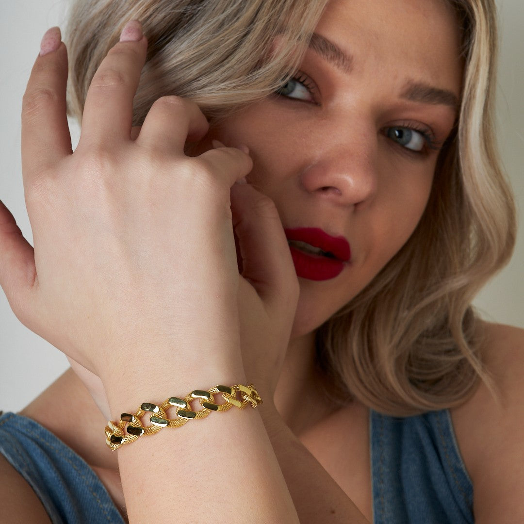 Motifli Gurme Bileklik - 925 GÜMÜŞ