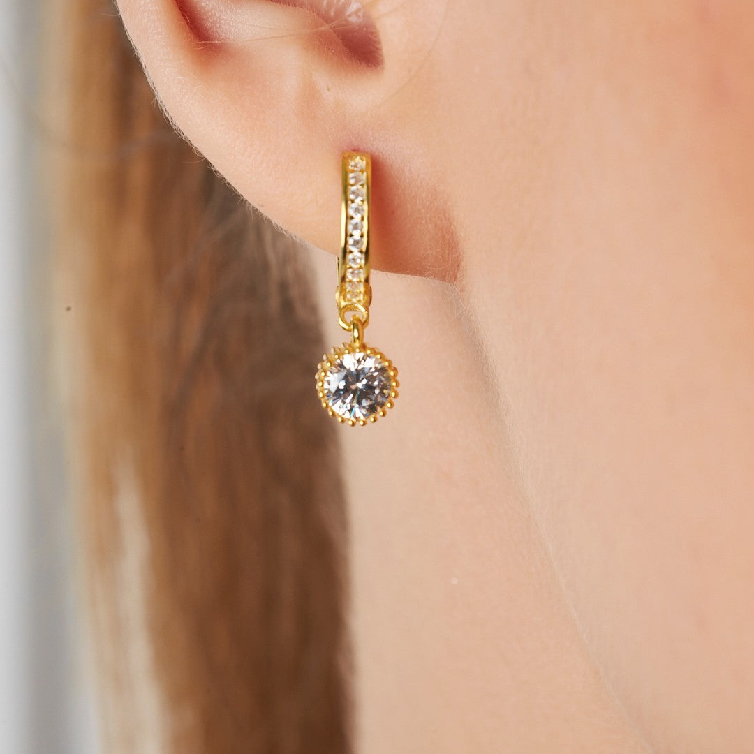 Minimal Tek Taş Küpe - 925 GÜMÜŞ