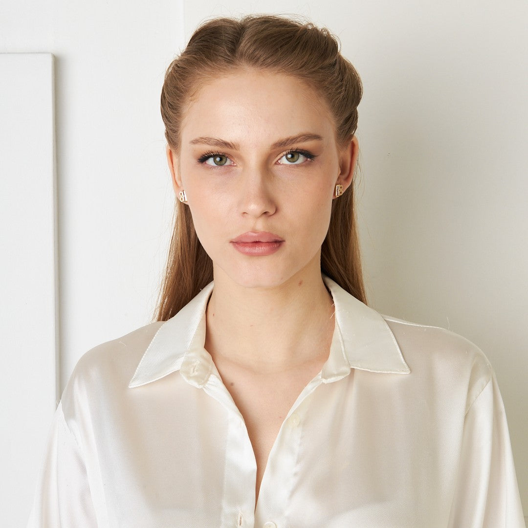 Baget Taşlı Sonsuz Küpe - 925 GÜMÜŞ