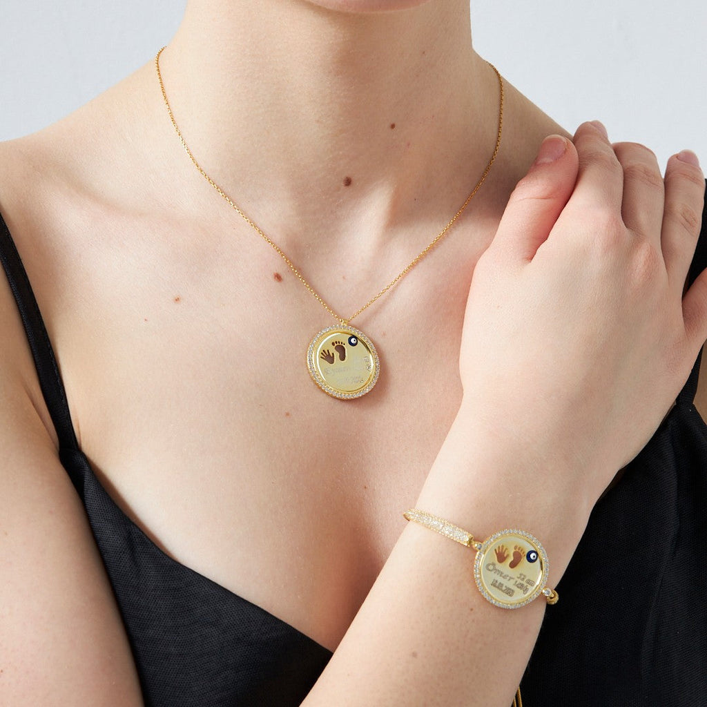 Taşlı Plakalı Yenidoğan Seti - 925 GÜMÜŞ