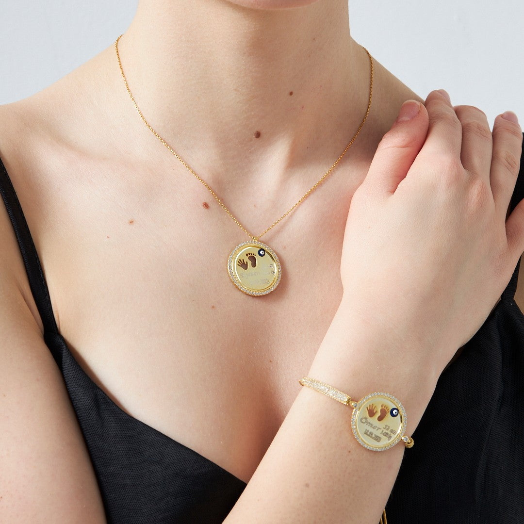 Taşlı Plakalı Yenidoğan Seti - 925 GÜMÜŞ