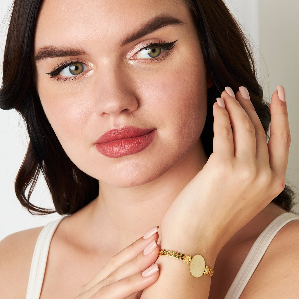 Çeyrek Daireli Çift Sıralı Zincir Bileklik - 925 GÜMÜŞ