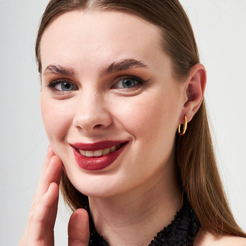 Oval Silindirik Halka Küpeler - 925 GÜMÜŞ