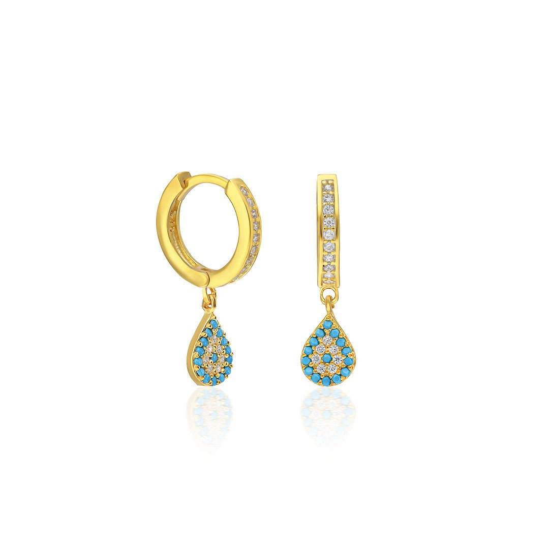 Renkli Taşlı Damla Küpeler - 925 GÜMÜŞ