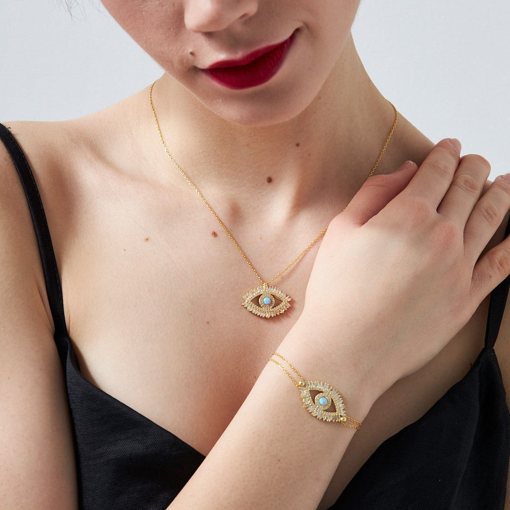 Renkli Taşlı Göz Set - 925 GÜMÜŞ