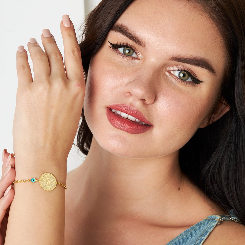 Nazar Tuğralı Zincir Bileklik - 925 GÜMÜŞ