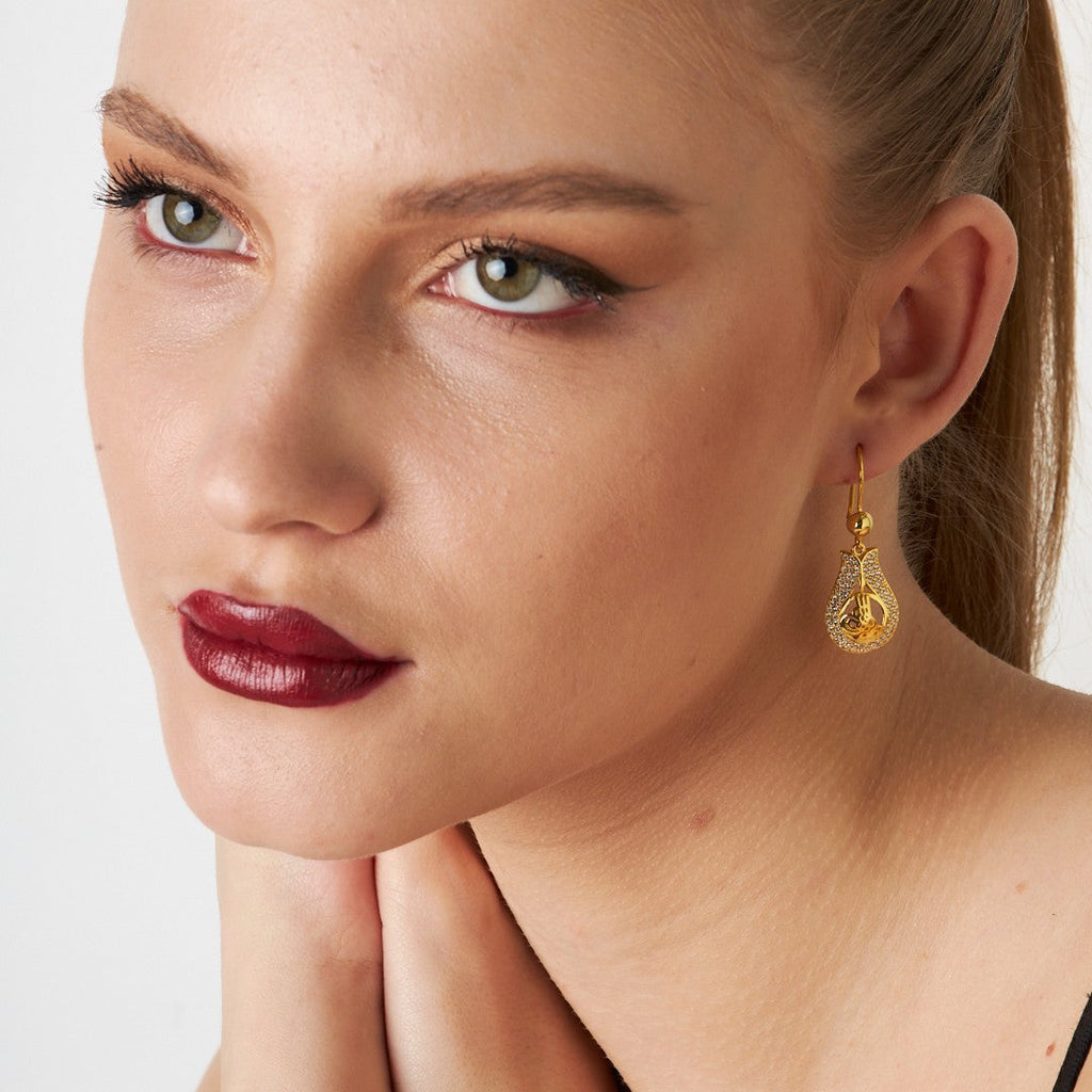 Monogramlı Lale Küpe - 925 GÜMÜŞ