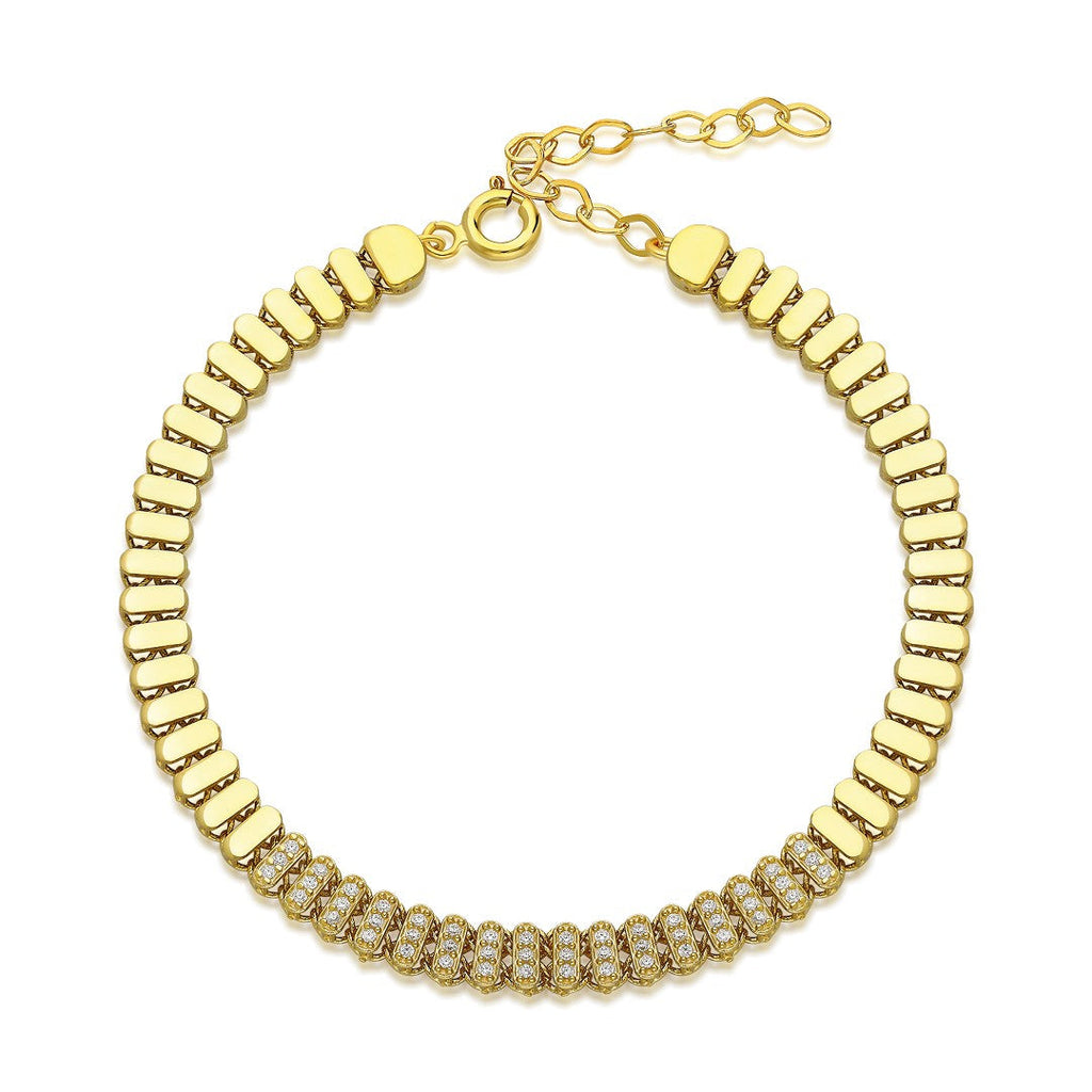 Ortası Taşlı Şerit Bileklik - 925 GÜMÜŞ