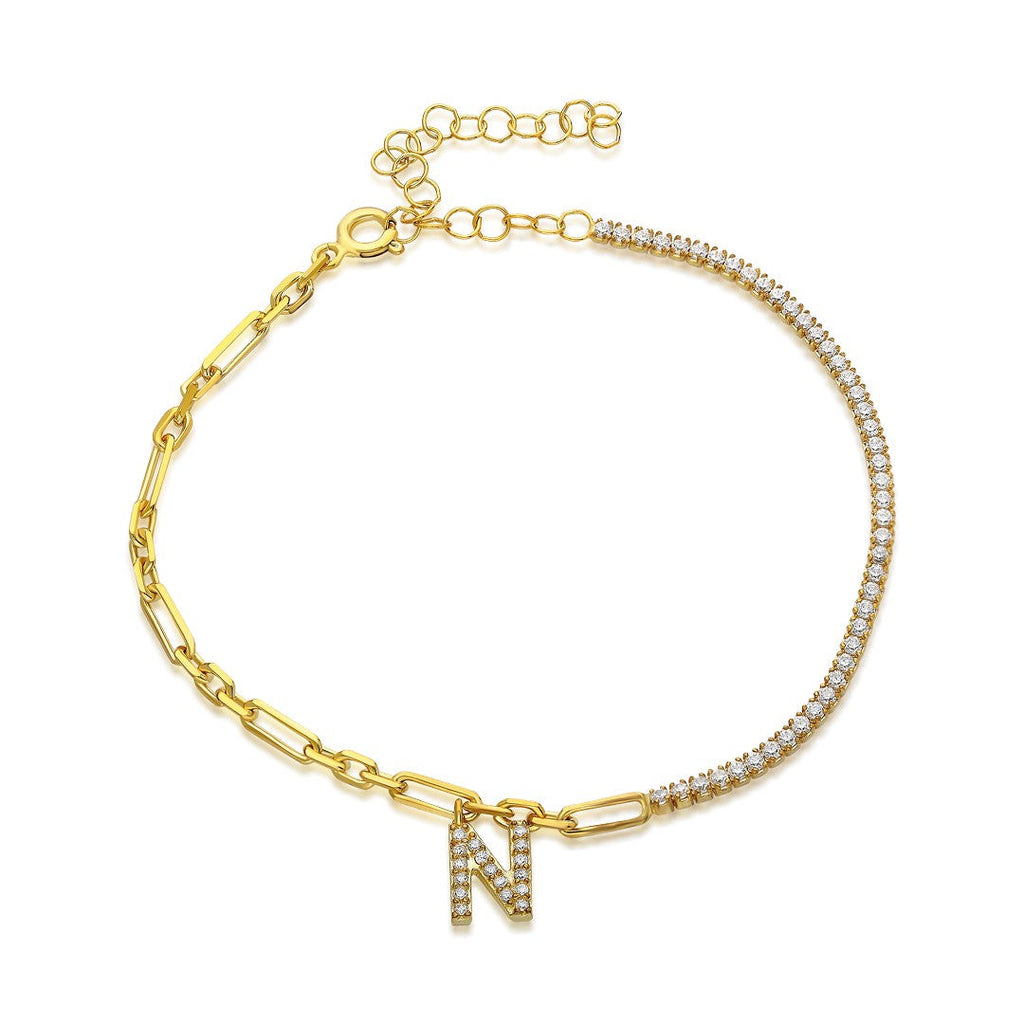 Harfli Zincir Su Yolu Bilekliği - 925 GÜMÜŞ