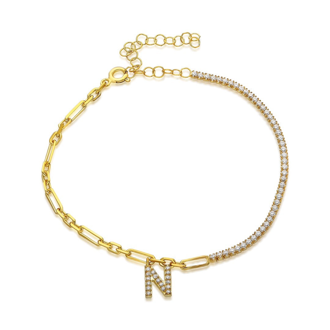 Harfli Zincir Su Yolu Bilekliği - 925 GÜMÜŞ