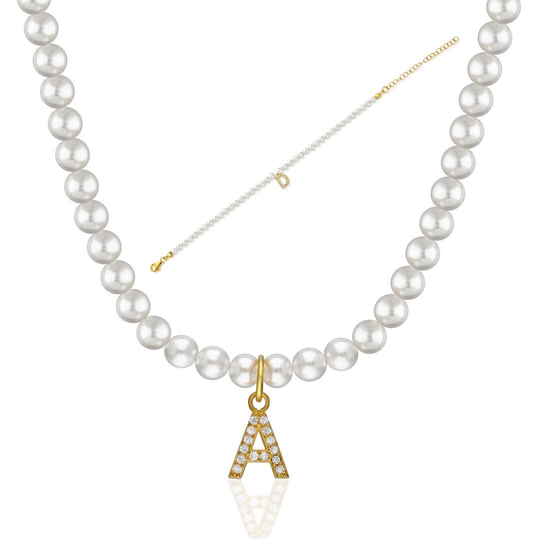 Taşlı İnci Harf Seti - 925 GÜMÜŞ