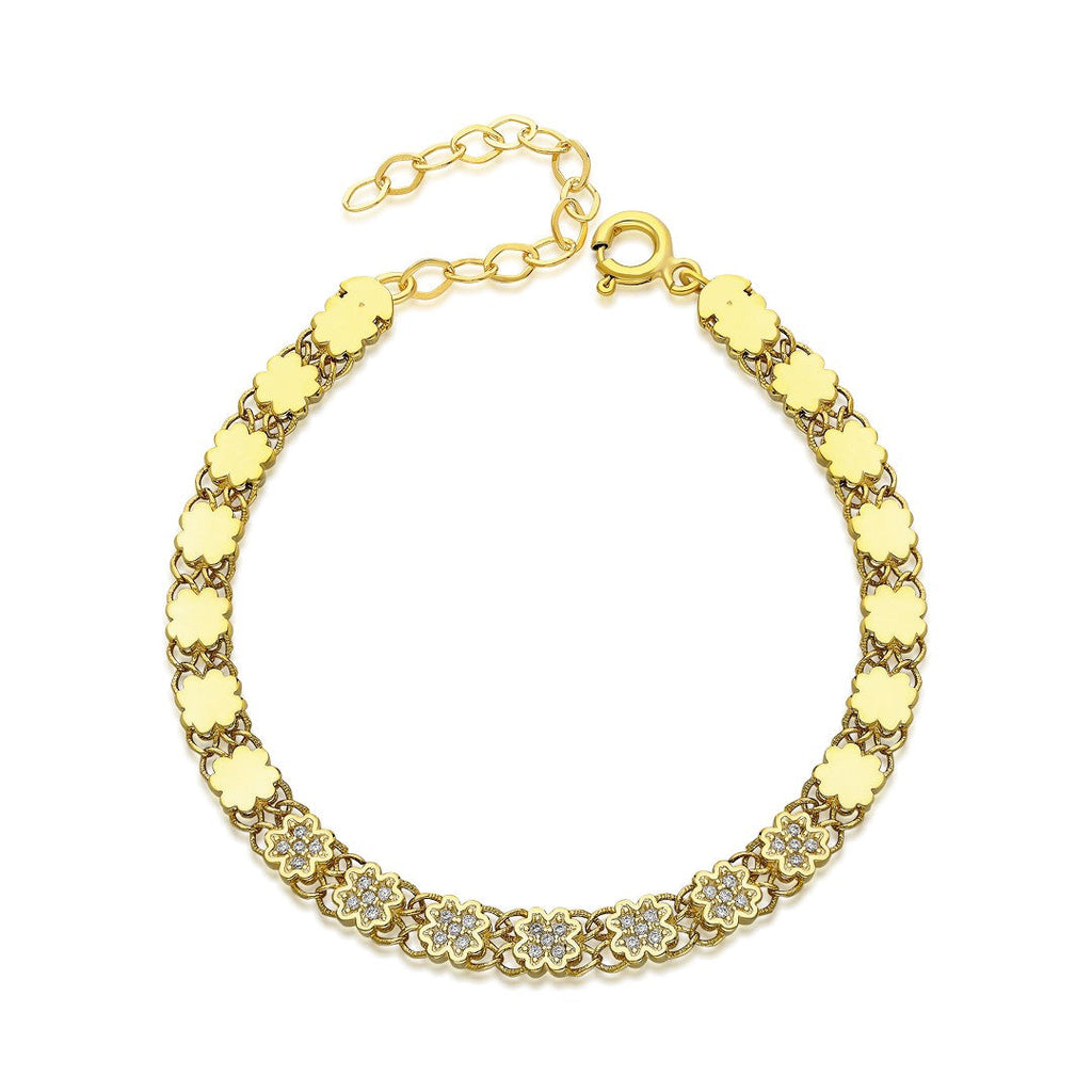 Yarı Dğerli Taşlı Yaprak Zincir Bileklik - 925 GÜMÜŞ