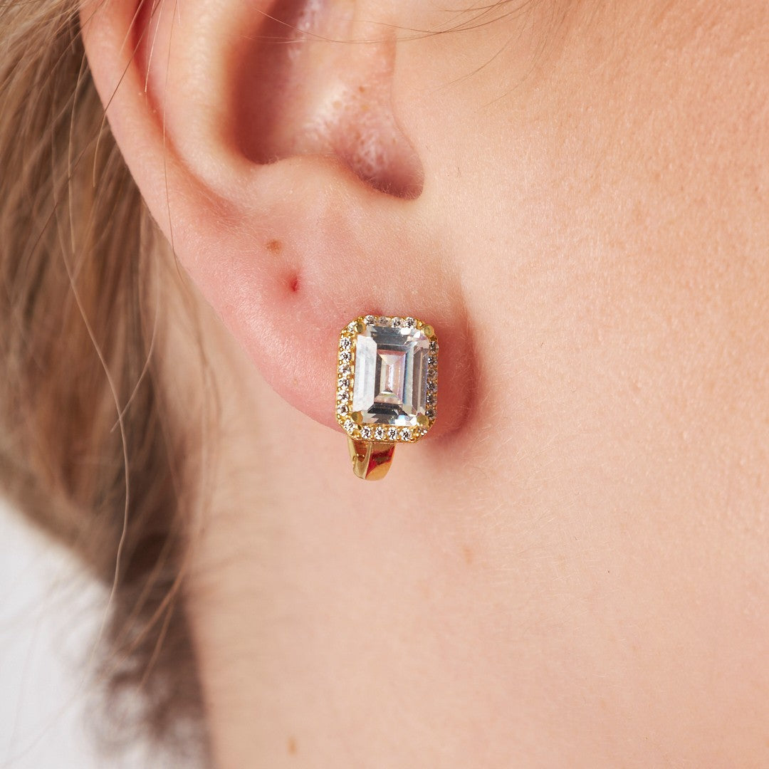 Taşlı Klasik Baget Küpeler - 925 GÜMÜŞ