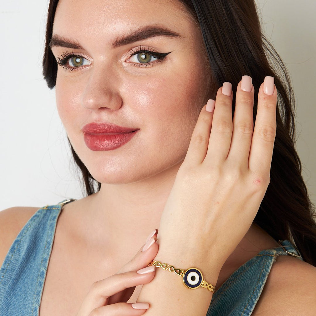 Nazar Boncuğu Sonsuzluk Zincir Bileklik - 925 GÜMÜŞ