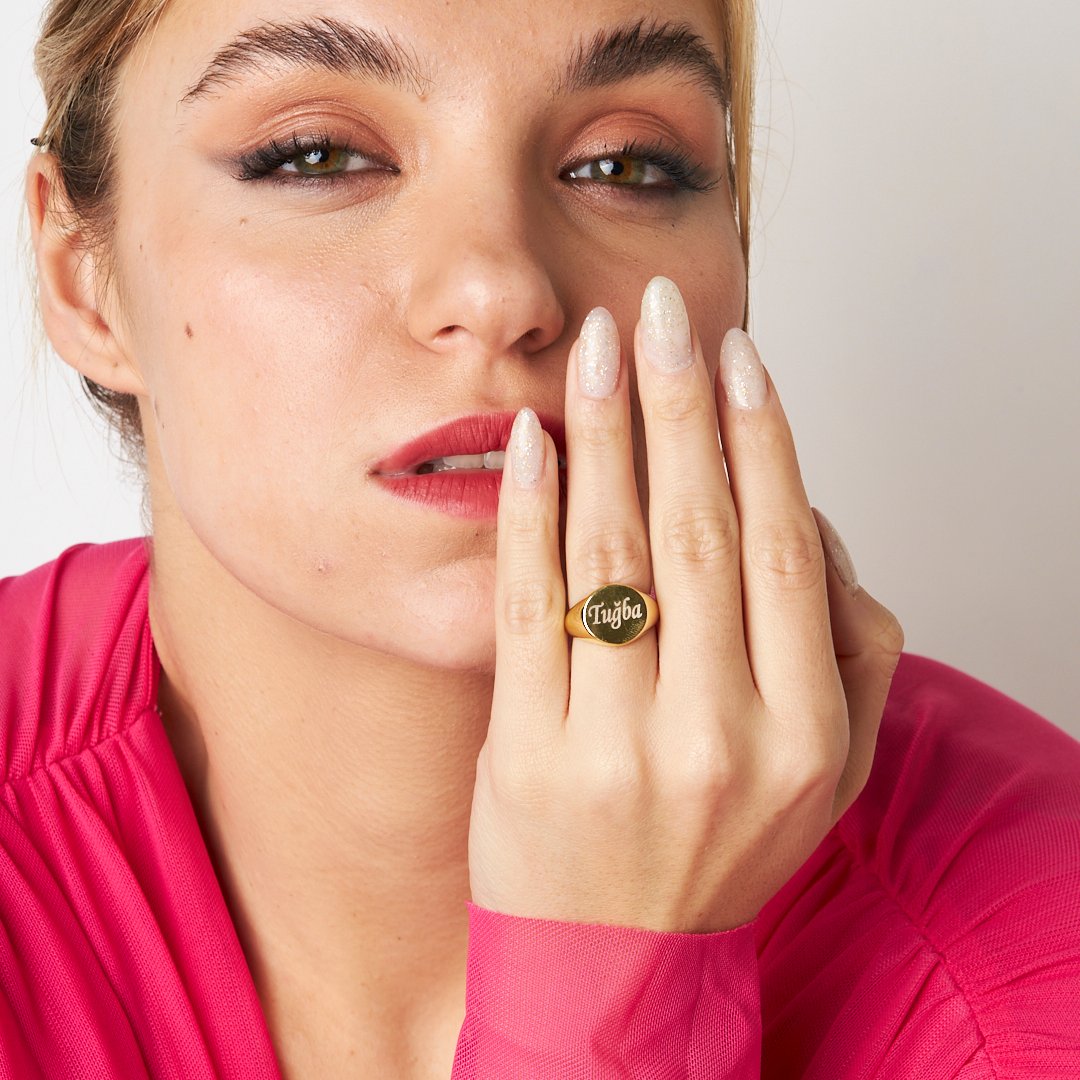 İsimli basit model yüzük - 925 GÜMÜŞ