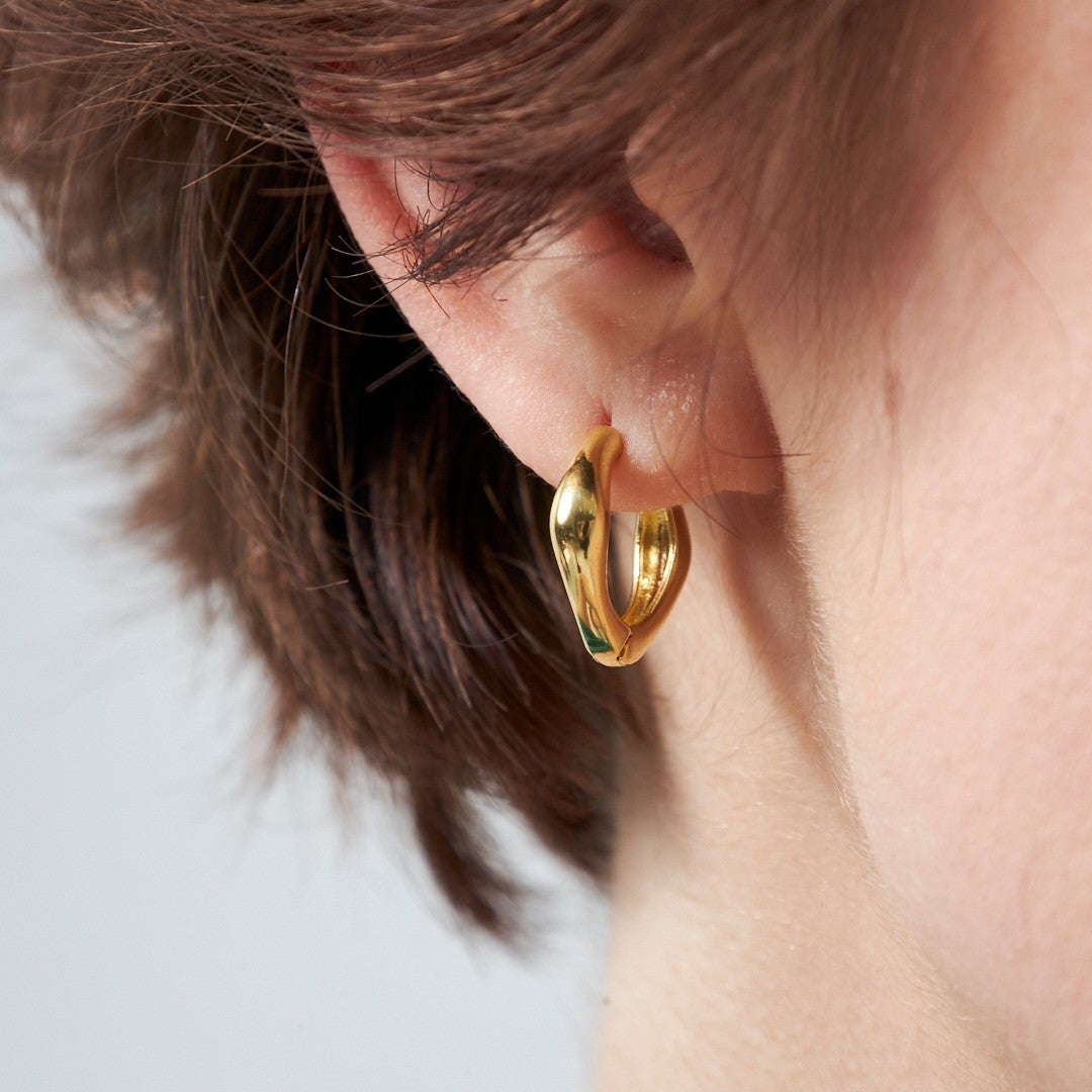 Geometrik Şekilli Halka Küpeler - 925 GÜMÜŞ