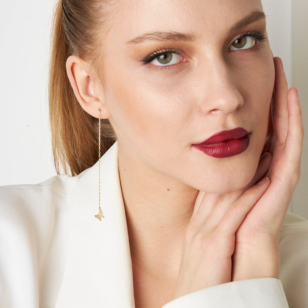 Sarkan Kelebek Küpeler - 925 GÜMÜŞ