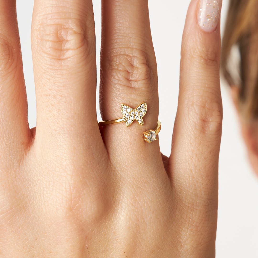 Kelebek Tektaş Yüzük - 925 GÜMÜŞ