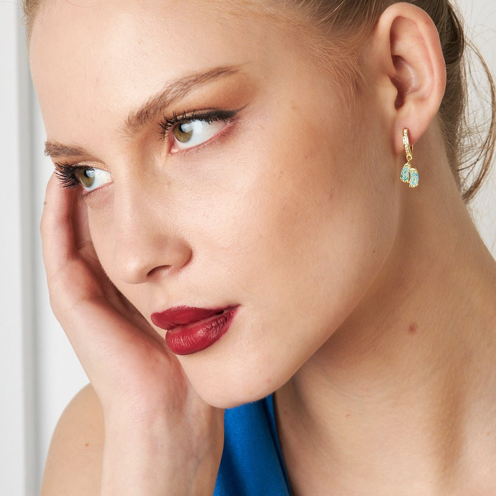 Taşlı Bebek Ayak Küpesi - 925 GÜMÜŞ