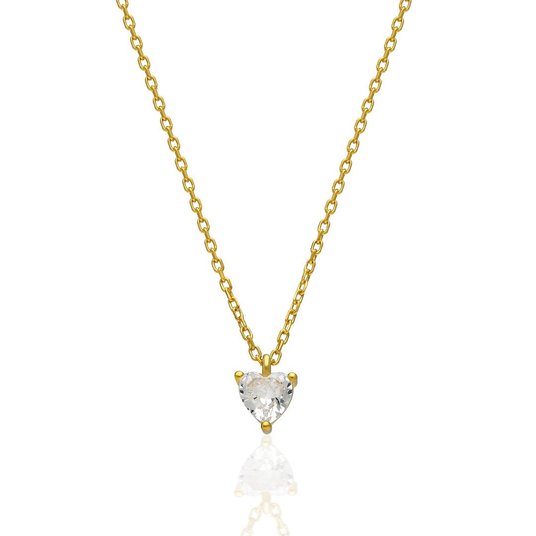 Taşlı Kalp Tasarım Kolye - 925 GÜMÜŞ