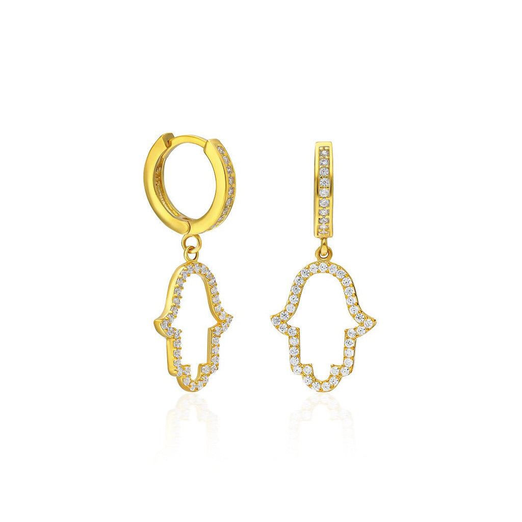 Taşlı Fatma Anne Eli Küpesi - 925 GÜMÜŞ