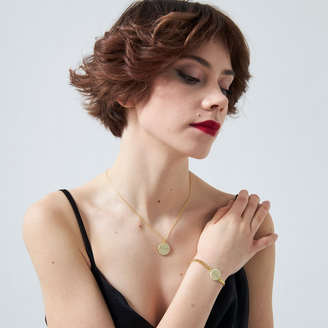 Adlandırılmış Taşlı Plaka Set - 925 GÜMÜŞ