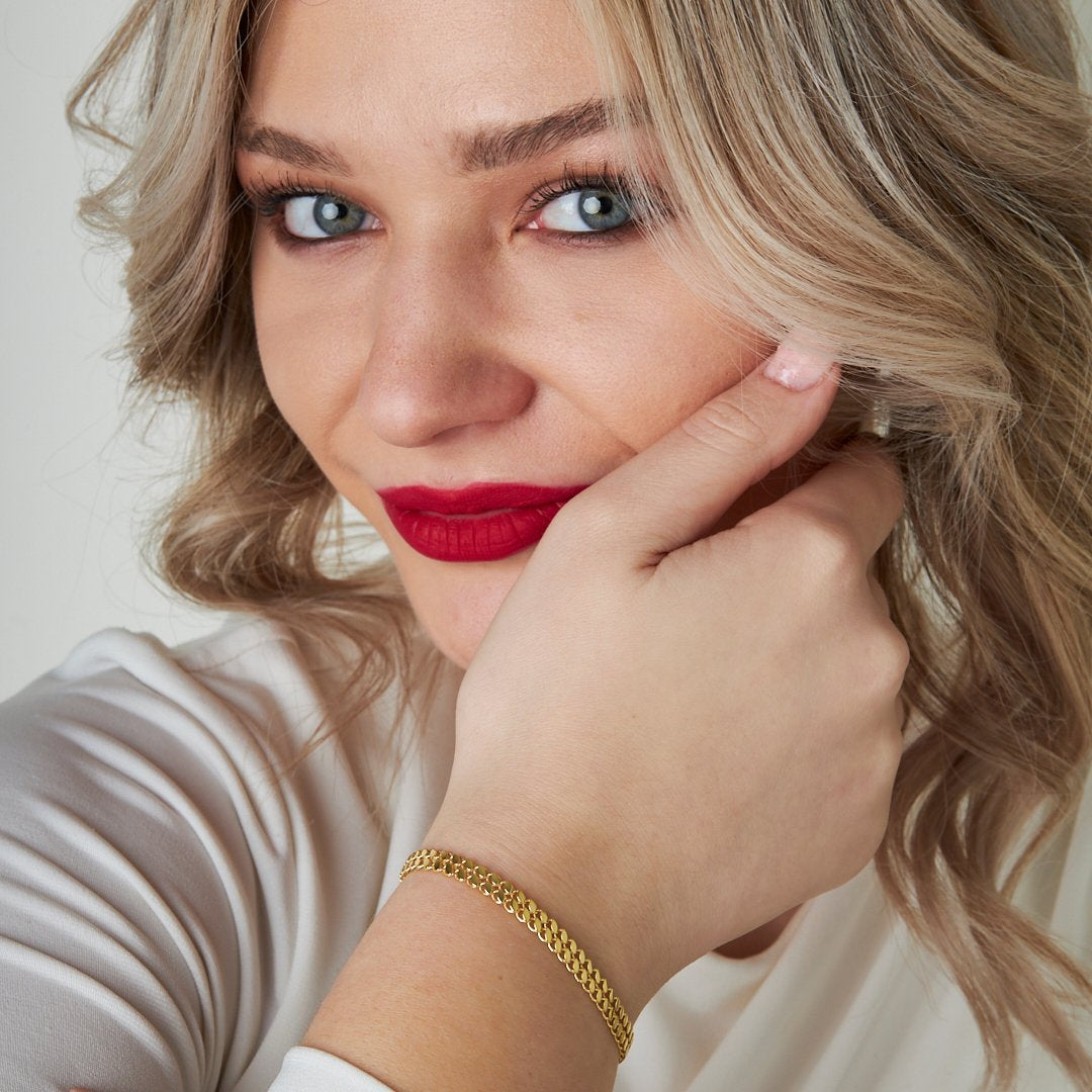 Çift Sıra Pullu Bileklik - 925 GÜMÜŞ