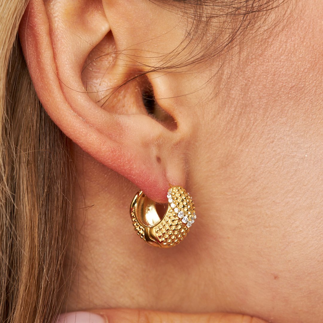 Zirkon Taşlı Tasarım Küpeler - 925 GÜMÜŞ