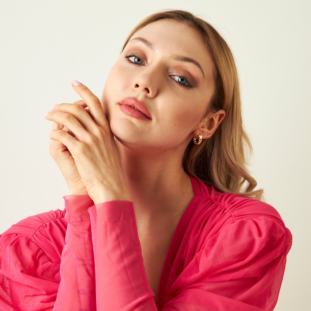 Tek Taşlı Büküm Küpe - 925 GÜMÜŞ