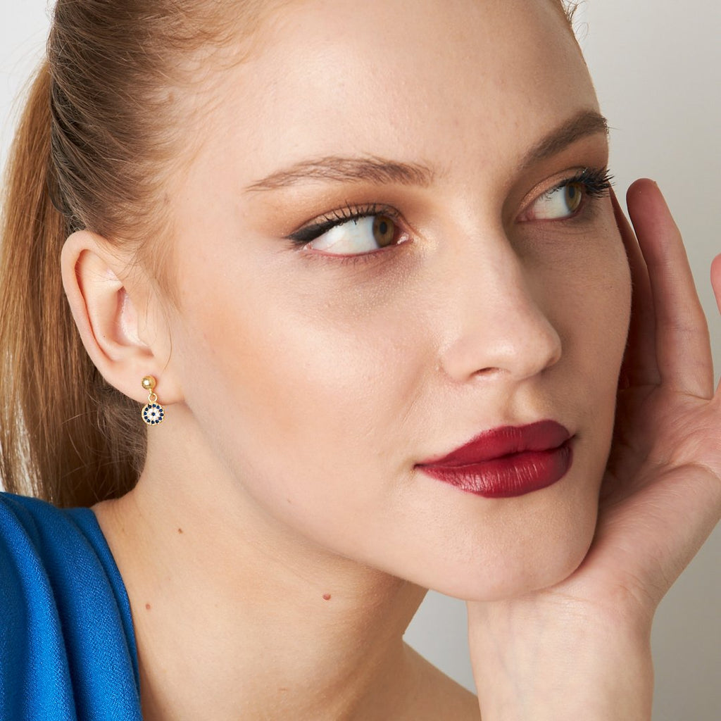 Sallantılı Nazar Küpe - 925 GÜMÜŞ