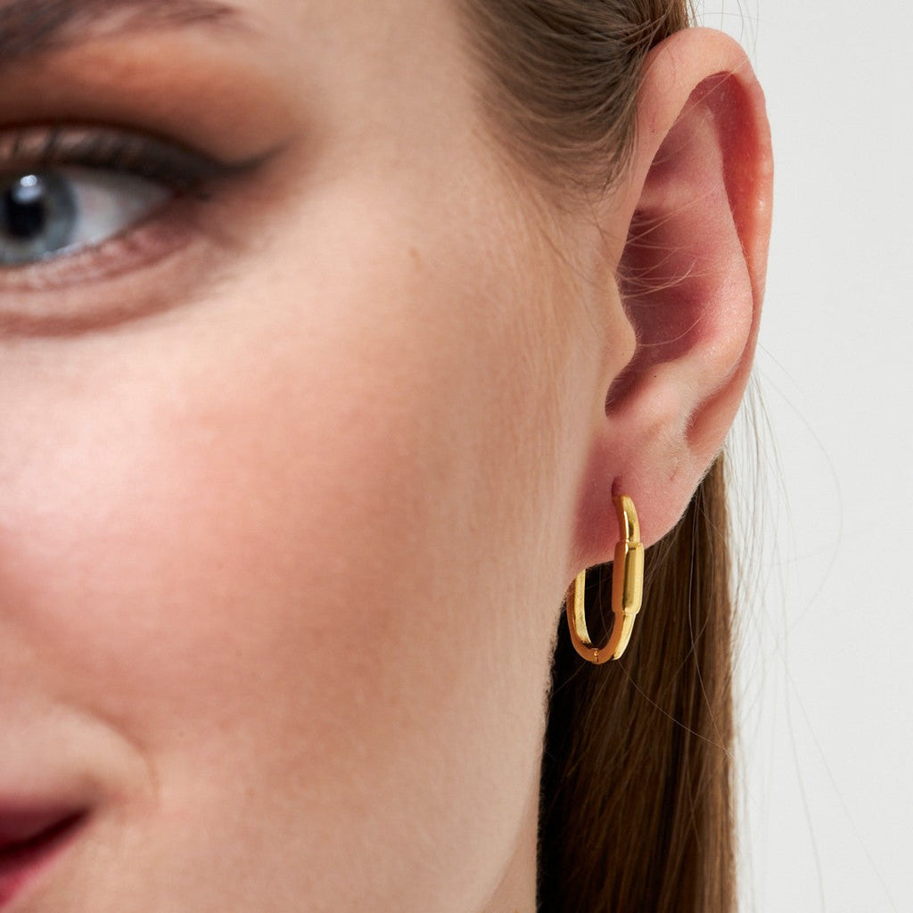 Oval Silindirik Halka Küpeler - 925 GÜMÜŞ