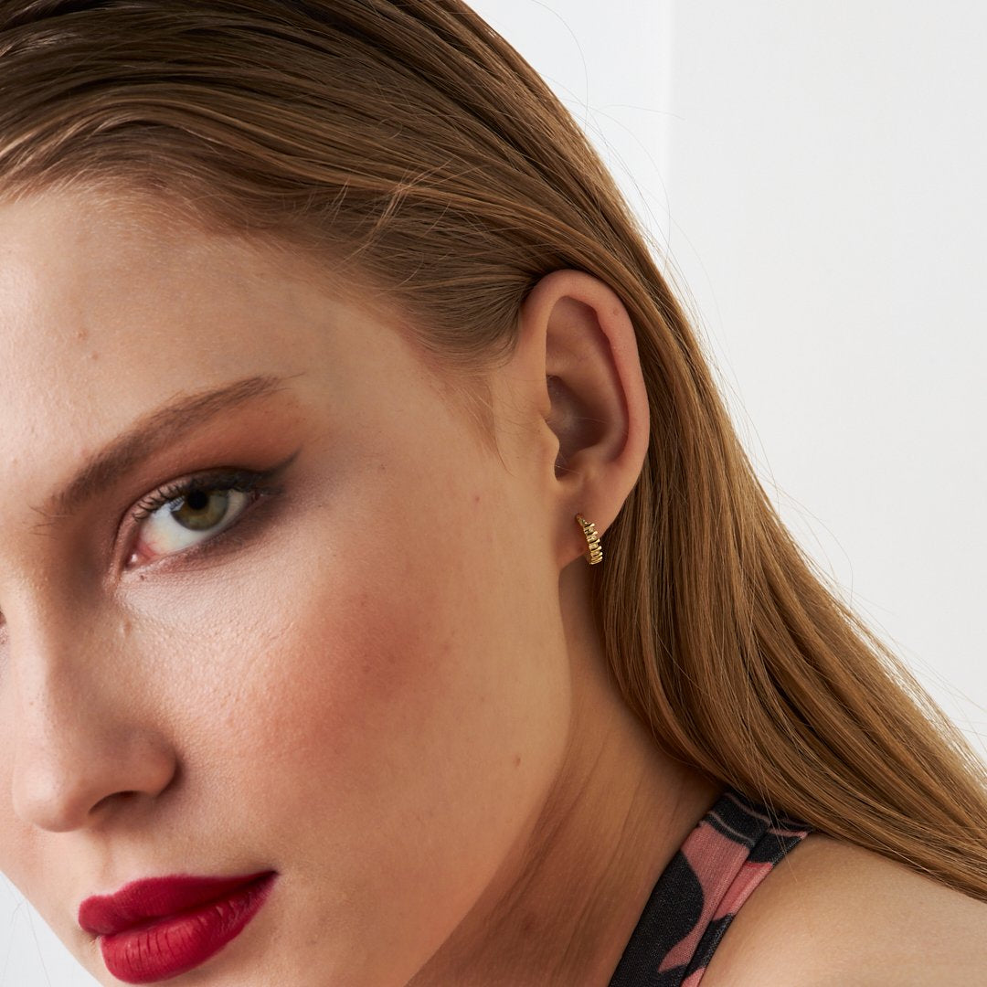 Baget Sıralı Yuvarlak Piercing - 925 GÜMÜŞ