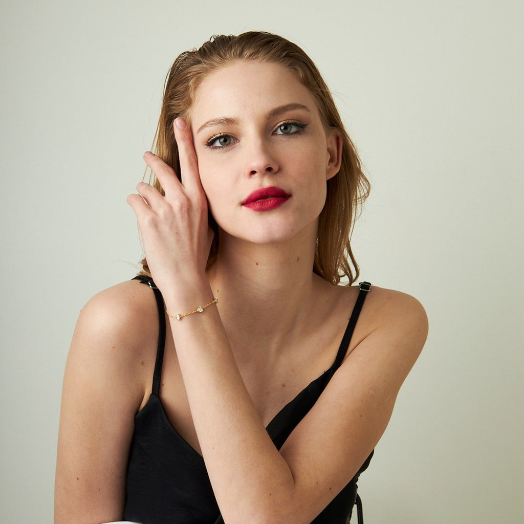 Üç Taşlı Pırlanta Bileklik - 925 GÜMÜŞ