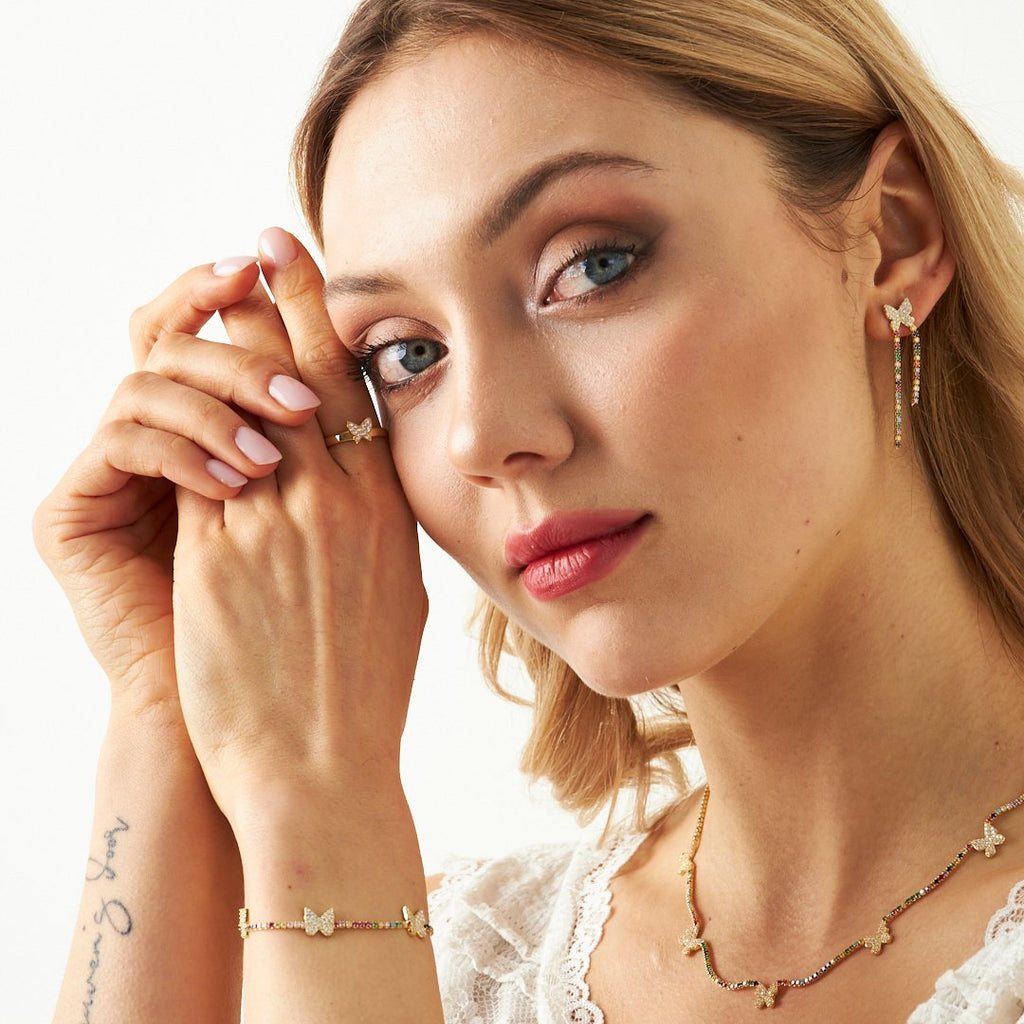 Kelebek Taşlı Set - 925 GÜMÜŞ