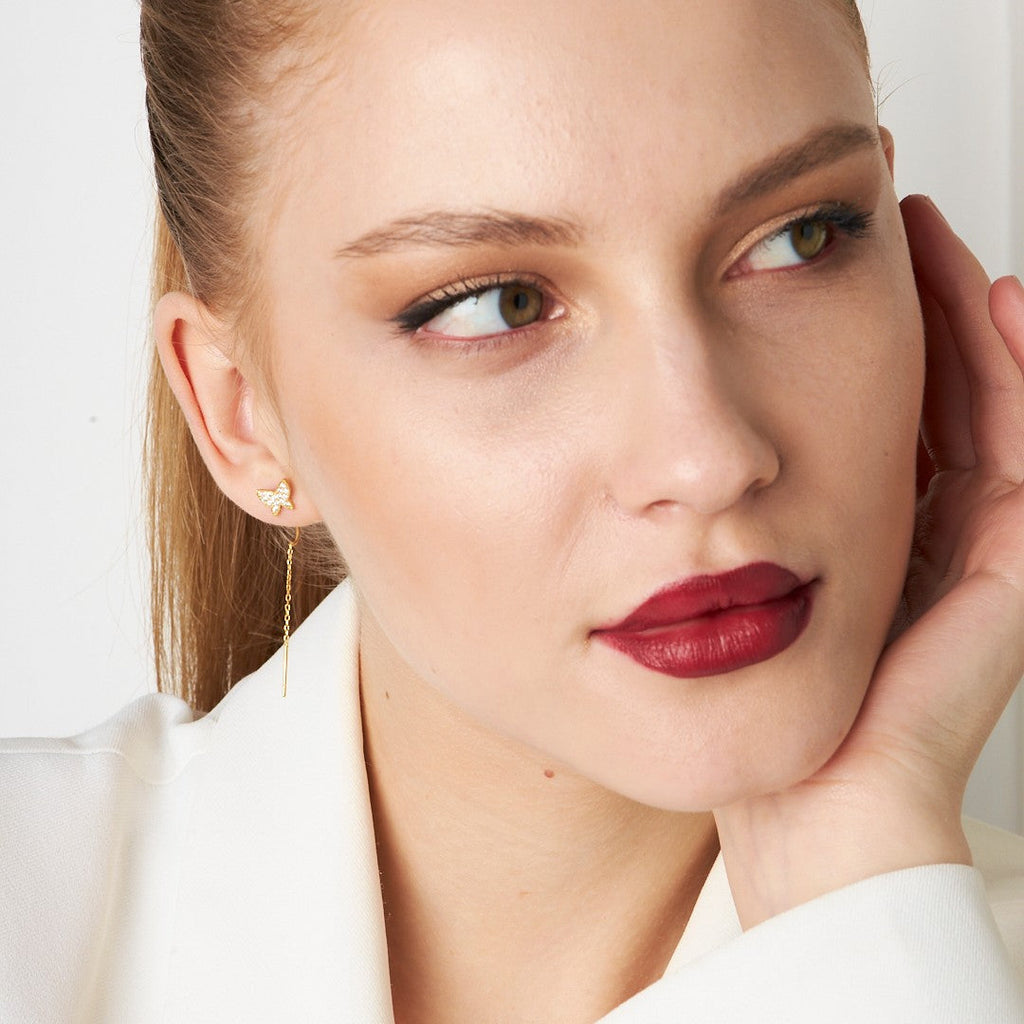 Kelebek Detaylı Küpe - 925 GÜMÜŞ