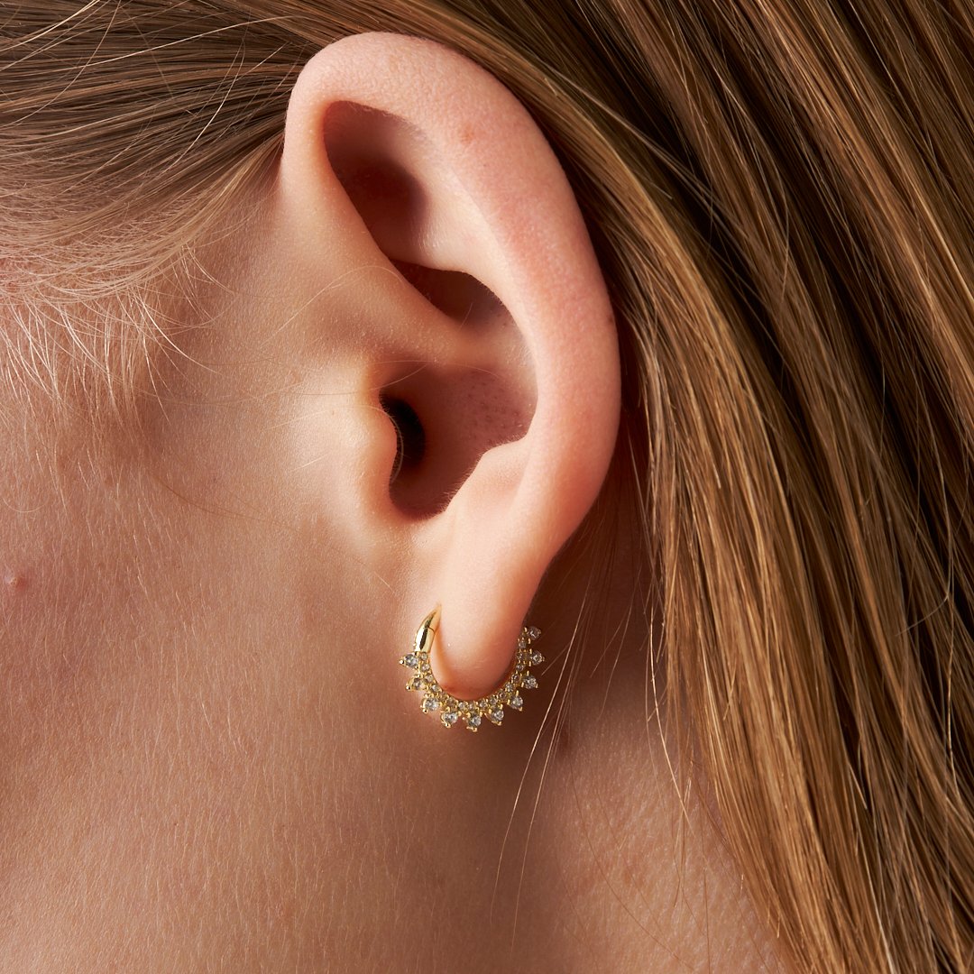 Ardışık Taşlı Modern Piercing - 925 GÜMÜŞ