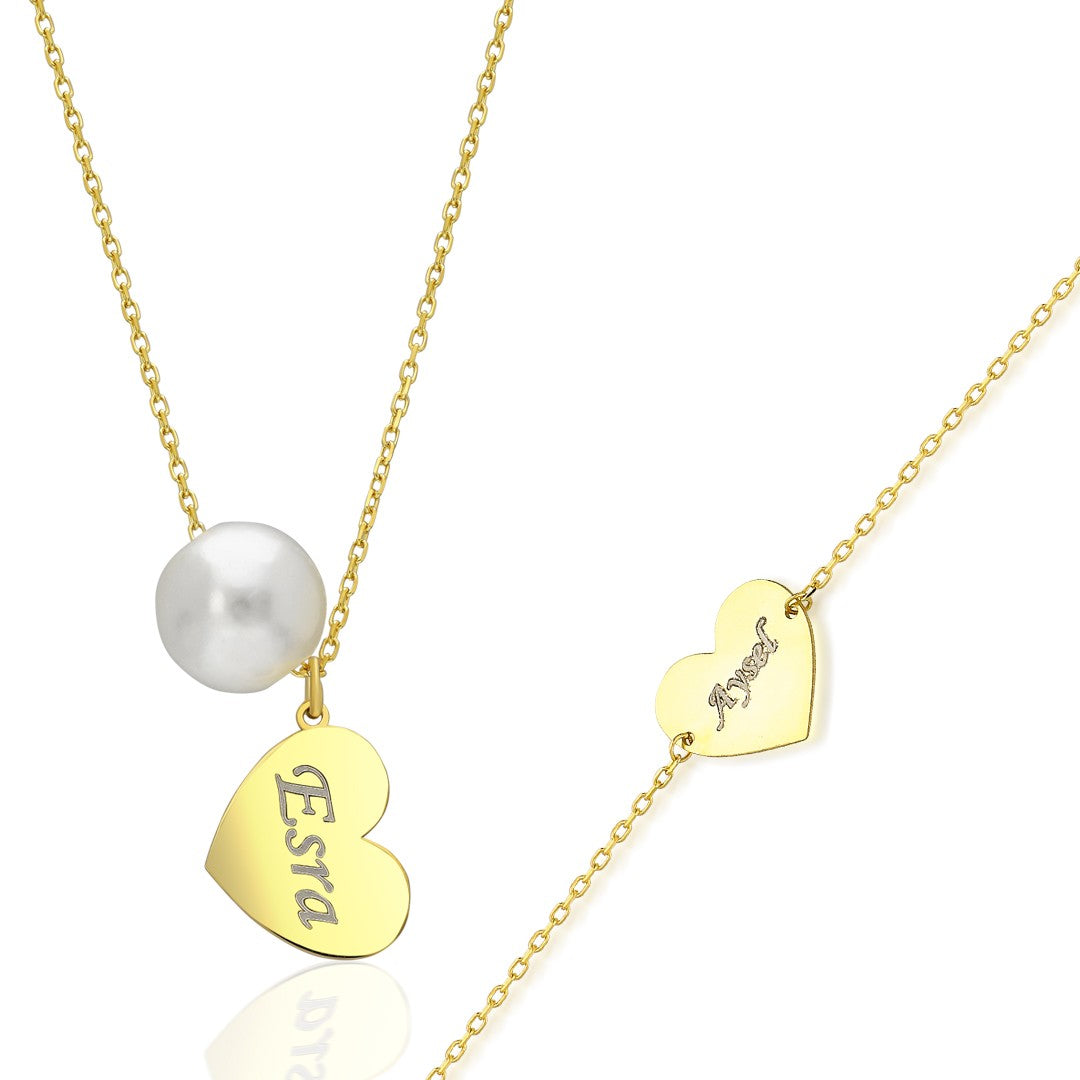 İsimli Tabela Kalp Seti - 925 GÜMÜŞ