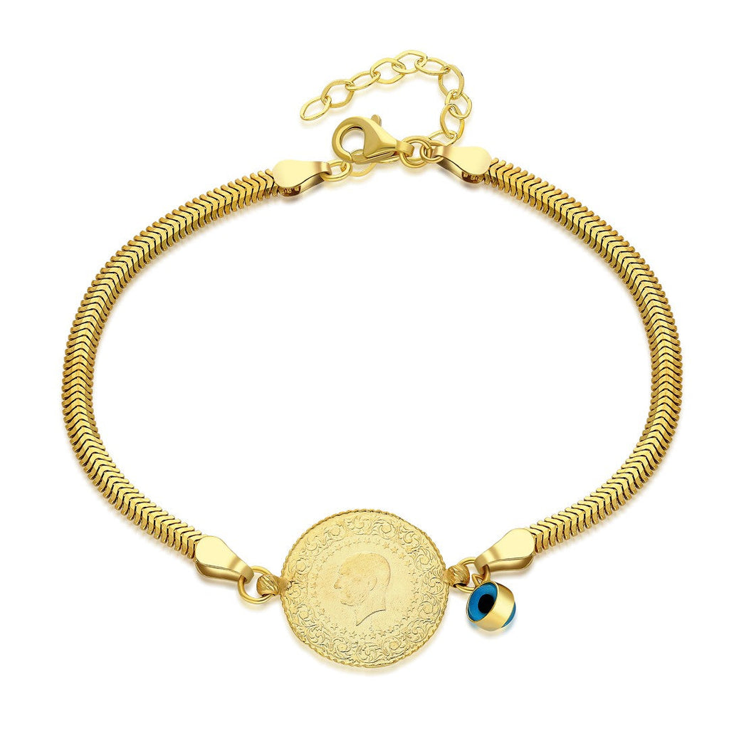 Balıksırtı Zincirli Charmlı Bileklik - 925 GÜMÜŞ