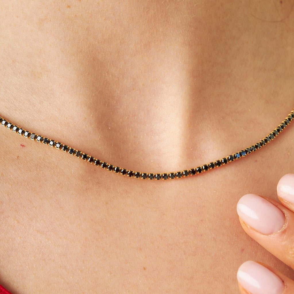 Siyah taşlı Su Yolu Seti - 925 GÜMÜŞ