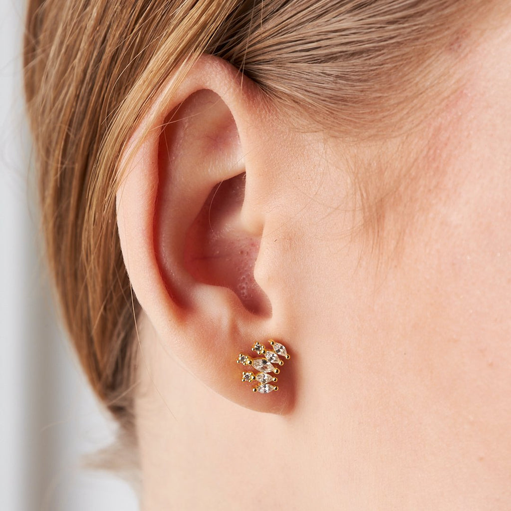 Beş Taşla Piercing - 925 GÜMÜŞ