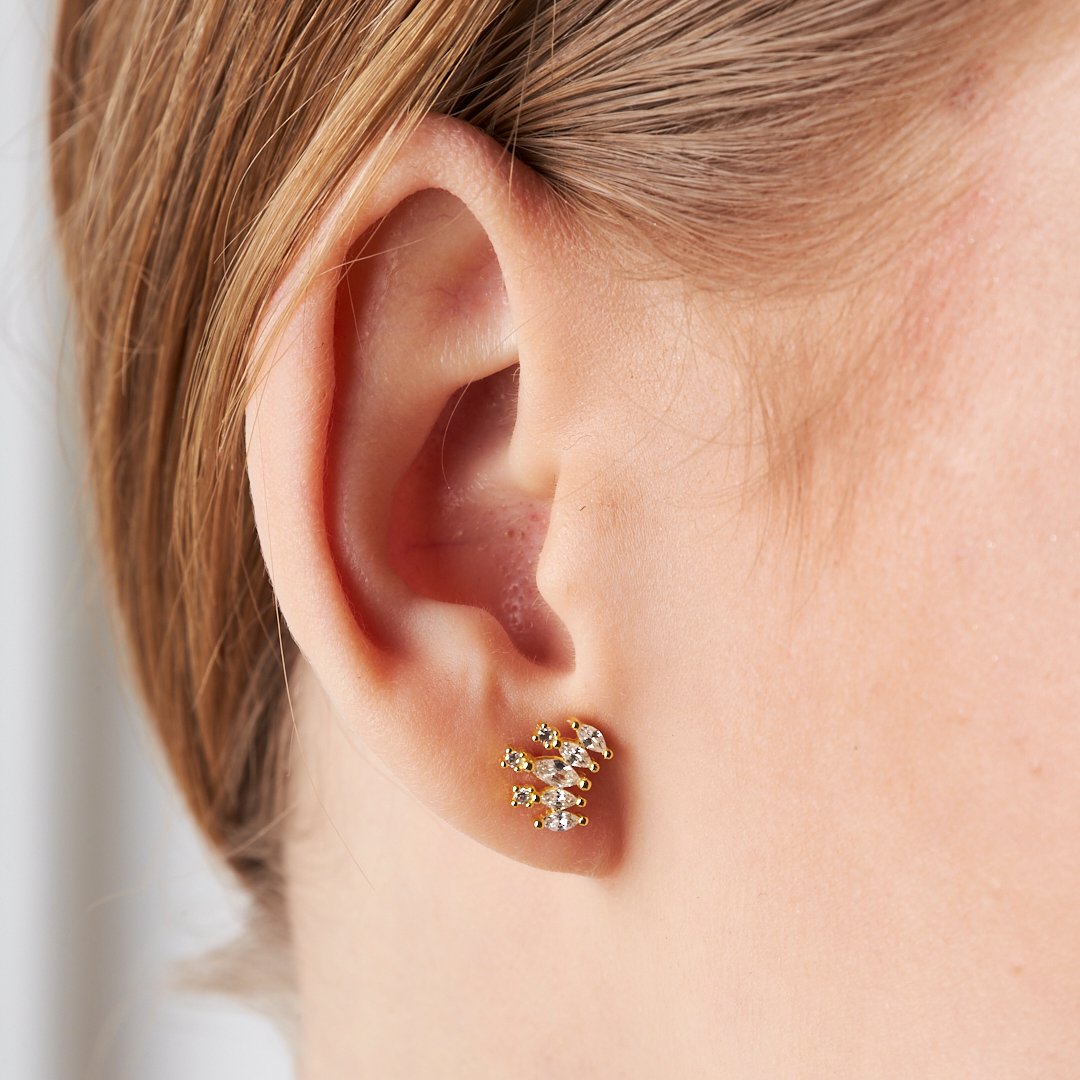 Beş Taşla Piercing - 925 GÜMÜŞ